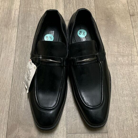 Mens Stacy Adams Moc Toe Bit Casual Dress Black Loafer‎ Shoes - Picture 1 of 8